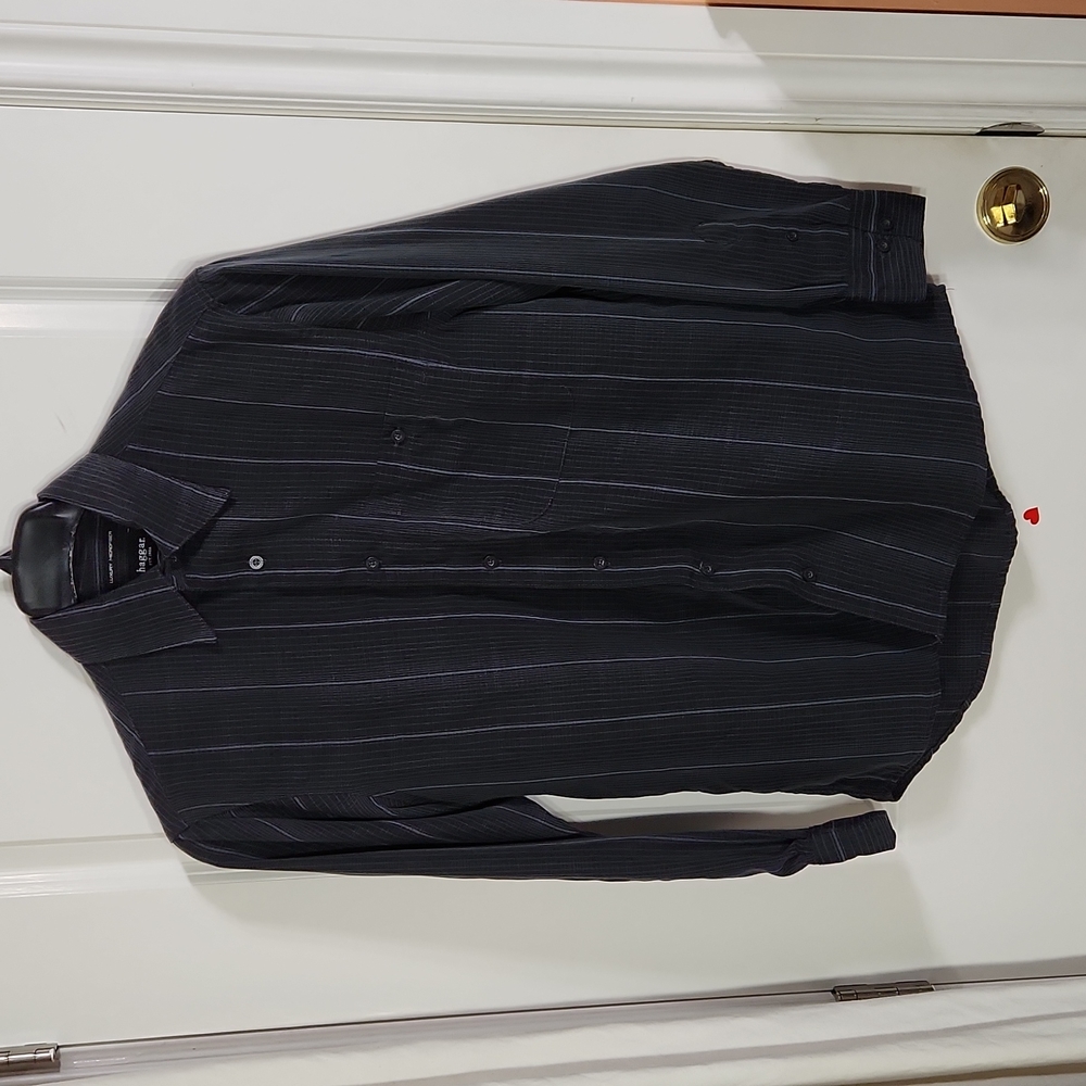 Haggar Luxury Microfiber Long Sleeve Business Casual Dress Shirt Small